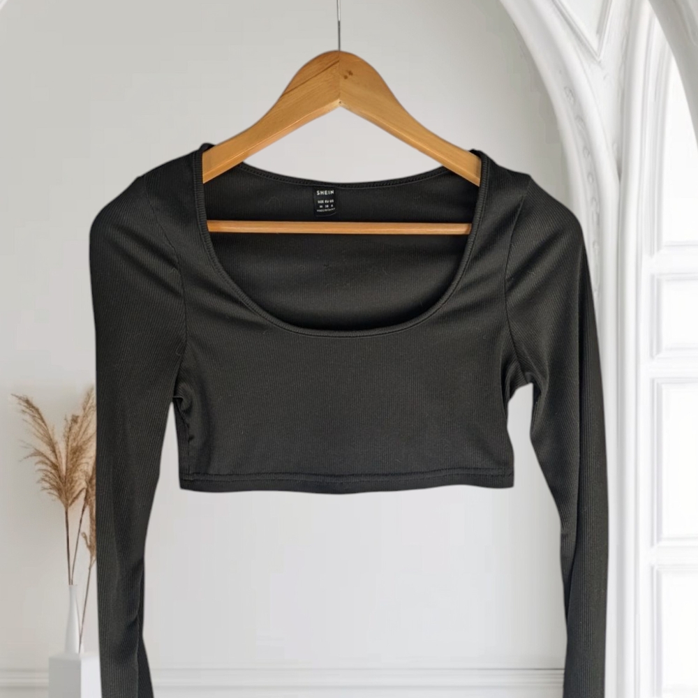 SHEIN Black Fitted Long Sleeve Bodysuit